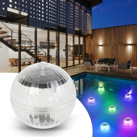 Solar floating pool ball light, RGB, 13 coloursA special wellness experience at home! Create a unique atmosphere in your jacuzzi or pool with Phenom RGB LED pool lighting. A five-star experience every day. The ball floating on the water surface is charged with the help of solar energy during the day and, thanks to the built-in battery, illuminates the water surface at night with a magical, colorful light. The light sensor automatically turns the device on and off as the lighting conditions change.N.A.