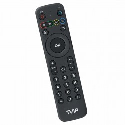 Remote control for TVIP IR-BT Gen.2Remote control with Bluetooth technology suitable for TVIP S-Box v.710 and other TVIP products using generation 2 remote. Some TVIP IPTV boxes come with a remote control that supports both IR and Bluetooth. Such remote controls have the designation "BT" in the lower right corner of the logo. If there is no connection to the media center via Bluetooth, the remote control works in IR mode. Note: this is generation 2 - check with photo if keys have layout like your old device.TVIP