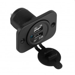 USB Socket for retrofitting in car, caravan and boat. 12/24V, dual