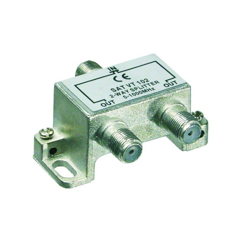 2 Way splitter,5-1000 MHz.2 Way splitter,5-1000 MHz. Splitter for 2 way distribution of radio, TV and CATV cable TV signals. Connection type F (female). 1 input - 2 outputs.goobay