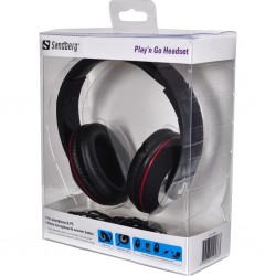 Sandberg Play'n Go Headset BlackWith Sandberg Play'n Go Headset you get great sound in a beautiful headset with a foldable design, so you can easily carry it around. A padded headband and soft ear pads make the headset comfortable to wear even for extended periods of time. Can be connected directly to a smartphone. Adapter for PC included. The cable features a microphone and answer button for incoming calls, so you don't have to take the phone out of your pocket.Sandberg