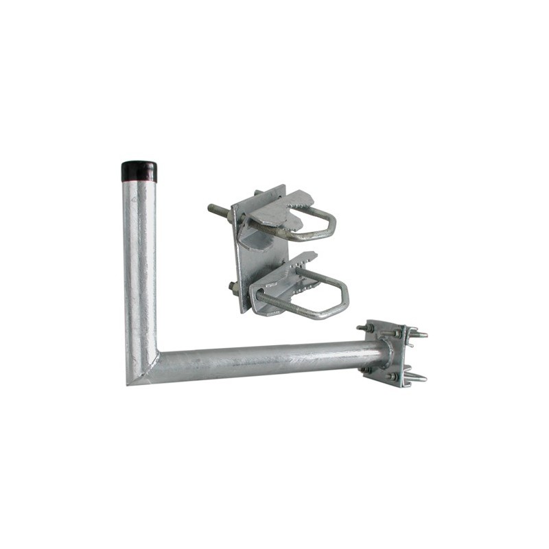 Balcony mount 450 mm.Balcony mount for satellite dish, antenna, surveillance camera etc. Strong Ø50 mm. mount that give a distance to mounting point of 450 mm. Heat galvanized for optimum weather resistance. Clamps included.N.A.