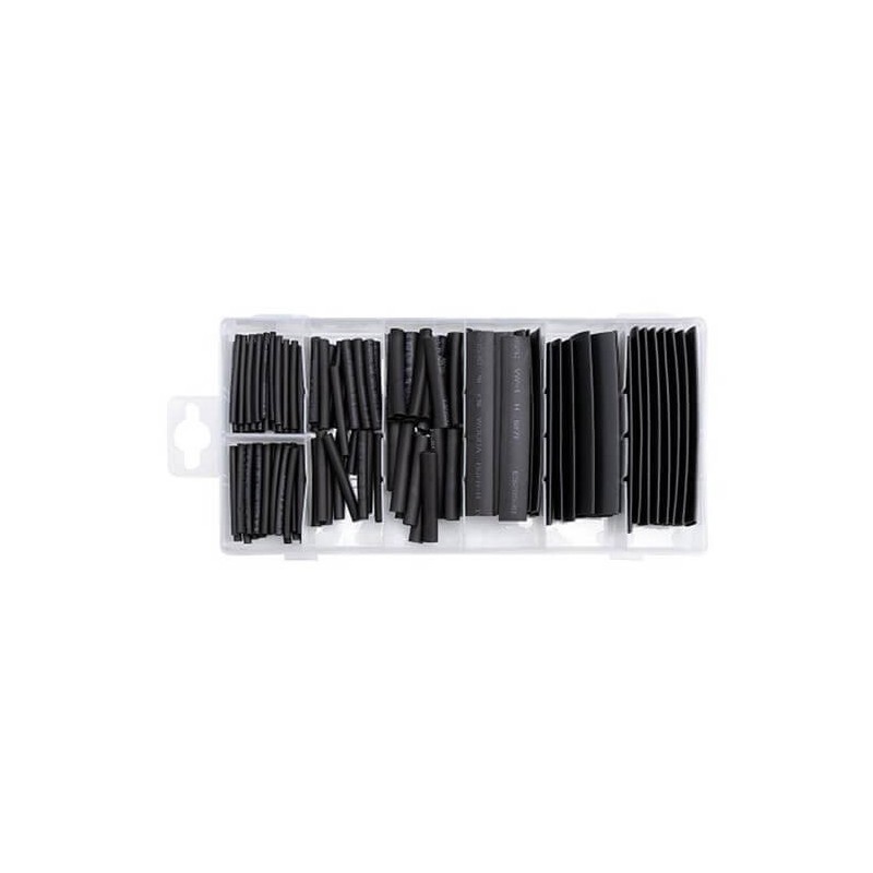 Heat-shrink tubing set. 127 pcs, black, soft