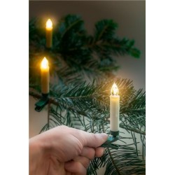 Juletræslys trådløse LED lys med fjernbetjening og timer (10 stk.)