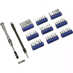Bit set screwdriver, 58 parts, Industry standardBit set with 58 parts. Contains a large number of bits which are used when working on mobile phones, laptops, multimedia equipment and e.g. measuring instruments. Industry standard for technicians and companies. Aluminum screwdriver with associated flexible extension, magnetic tip. Super set for the technician.BASETech