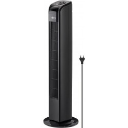 Tower fan - Fan with timer and remote control. 230 V / 50 W. Height 76.5 cm.Tower fan - Fan with timer and remote control. 230 V / 50 W. Height 76.5 cm. Smart tower fan with three power levels, remote control, and timer function. This powerful tower fan with remote control has a 50-watt electric motor and thanks to its rotating function it ensures evenly distributed ventilation in 3 different levels and different modes. Built-in timer function up to 7.5 hours. Ultra-quiet operation. goobay