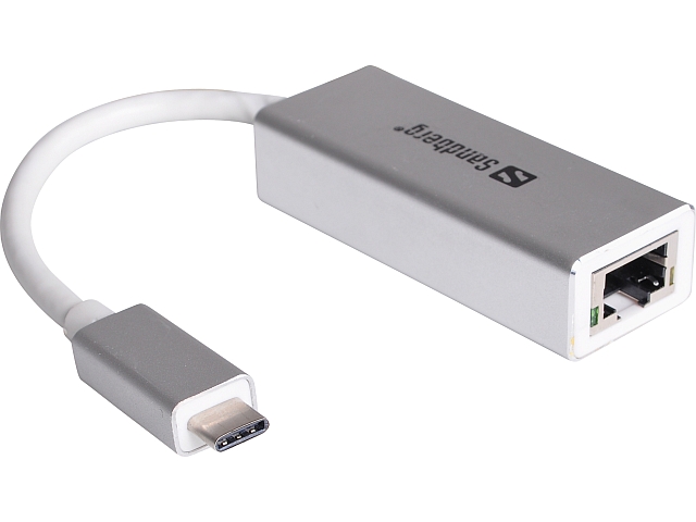 Sandberg 10/100/1000 Mbps USB-C networkadapter comes witk 5 years warranty