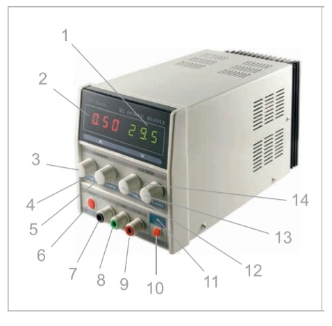 Variabel strømforsyning med display. 0-30 volt 0-3 Amp.